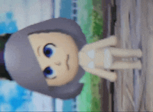 a cartoon character without a shirt is standing on a wooden surface