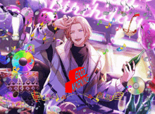 a man is holding a bottle of champagne and a sign that says good morning