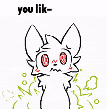 a black and white drawing of a cat with the words you lik written above it