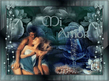 a painting of a man and a woman with the word amor in the corner