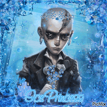 a picture of a man with a crown on his head and the words " ice princess " on the bottom