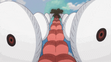 a cartoon of a worm with red eyes