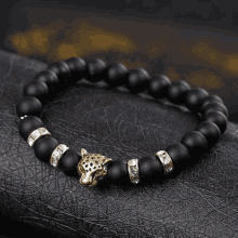 leopard black stone bracelet