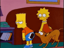 Santa'S Little Helper Licking Bart'S Butt - The Simpsons GIF - The Simpsons Santas Little Helper Bart Simpson GIFs