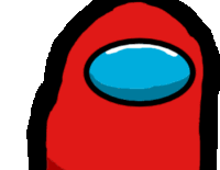 a red among us character with a blue circle around its face