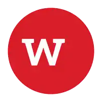 a red circle with a white letter w on it