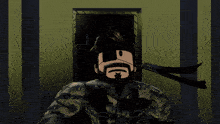 a cartoon character with a beard and an eye patch on his face