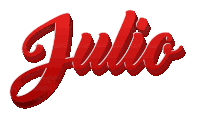 the word julio is written in red against a white background