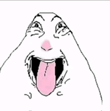 a drawing of a person with their tongue sticking out