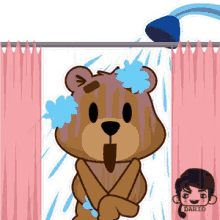 shower taking a bath bear