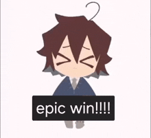 a cartoon of a boy with a sign that says epic win !!!