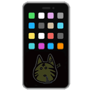 a cell phone with a cartoon cat on it