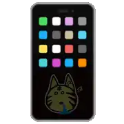 a cell phone with a cartoon cat on it