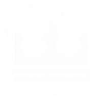 a white crown on a white background with a few dots .
