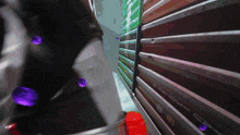 purple bubbles are floating in front of a wall that says ' g-shock '