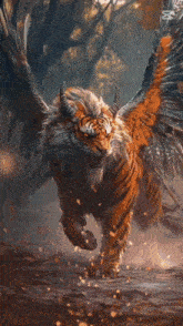 a painting of a tiger with horns and wings by zap cut