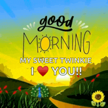 a peacock is walking down a dirt road with the words good morning my sweet twinkie i love you