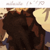 a close up of a person 's torso with the word milasita written above it