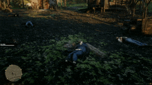 a screenshot of a video game shows a man laying on the ground