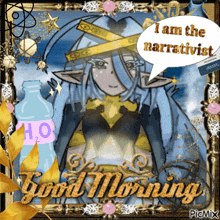 a picture of a girl with a speech bubble that says i am the narratist