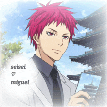a picture of a man with red hair and the name seisei miguel