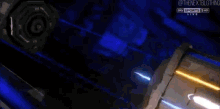 a blue light is shining on a person in a dark room with the words sky sports live on the bottom