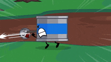 a cartoon character is holding a shotgun in front of a can that says wow on it