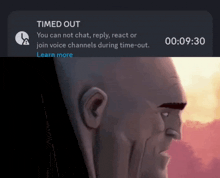 a screenshot of a timed out message with a bald man in the background