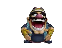 a cartoon character with a w on his helmet is pointing up