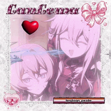 a picture of two anime girls with the word lesbian pride on the bottom right