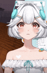 a girl with white hair and headphones has a newest bit donation notification