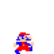 a pixel art of mario and a coin