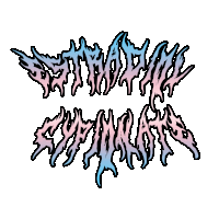 a drawing of a logo that says ' swamp ' on it in pink and blue