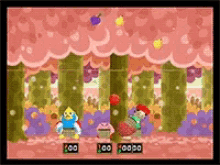 a video game screen shows a couple of birds standing next to each other with the number 100 on the bottom right
