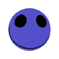 a blue smiley face with two black eyes