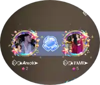 a picture of a man and a woman in a circle with the names amob and yami