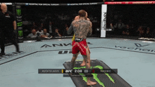 a ufc fight is being shown on a television screen