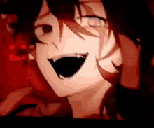 a close up of a person 's face with a big smile on it