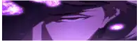 a close up of a person 's face with purple lights around it .