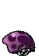 a pixel art drawing of a purple mushroom with polka dots .
