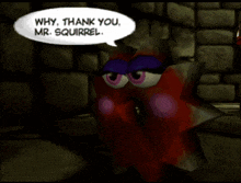 a cartoon character says why thank you mr squirrel