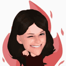 a cartoon of a woman with braces on her teeth smiling