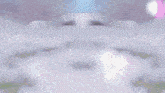 a cartoon character is standing in the snow with a blue sky in the background