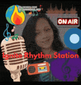 a picture of a woman with the words ignite rhythm station