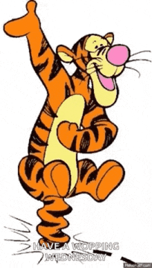tigger from winnie the pooh is jumping in the air and giving a thumbs up