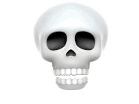 a cartoon skull with its mouth open and teeth missing
