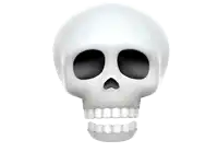 a cartoon skull with its mouth open and teeth missing