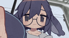 a cartoon drawing of a girl with glasses