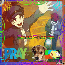 a picture of a boy and a dog with the words " best friends "