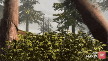 a gif of a forest with the words gif maker visible